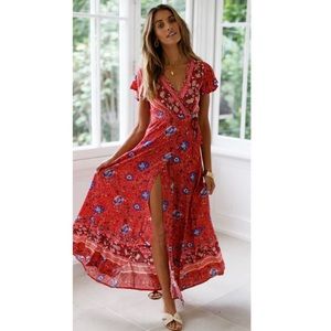 Zesica floral wrap maxi dress